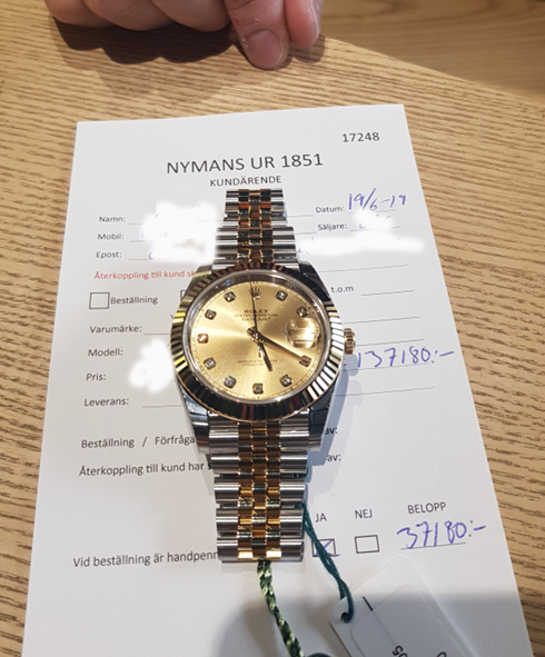 Stulen Rolex Oyster Perpetual Datejust i Bandhagen, Stockholm